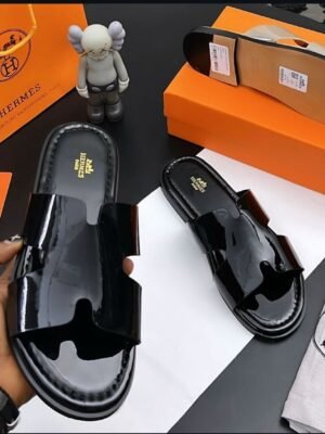 Black Patent Leather Slide
