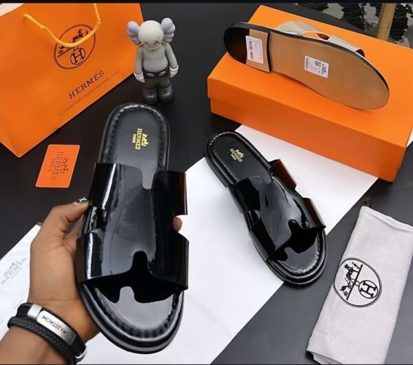 Black Patent Leather Slide