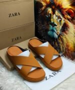 Zara Crisscross Strap Leather Slides
