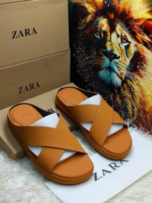 Zara Crisscross Strap Leather Slides