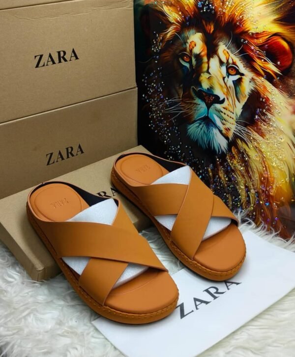 Zara Crisscross Strap Leather Slides