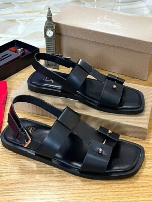 Christian Louboutin Chambeliss Black Calf Leather Heeled Sandals