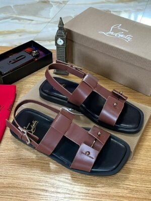 Christian Louboutin Chambeliss Brown Calf Leather Heeled Sandals
