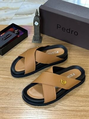 PEDRO Premium Leather Cross Strap Slippers