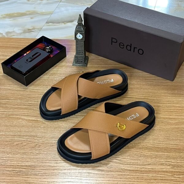 PEDRO Premium Leather Cross Strap Slippers