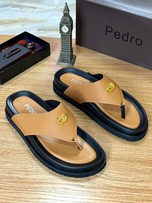Pedro Men's Premium Brown Leather Flip-Flop