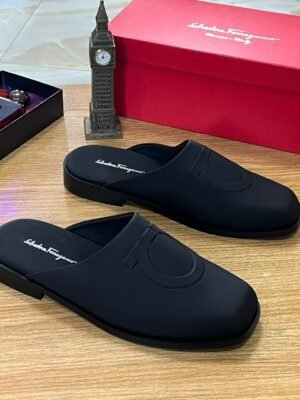 Salvatore Ferragamo Black Leather Espadrilles