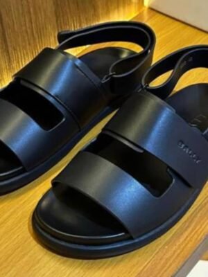 Bally Nicky Logo Black Leather Sandals