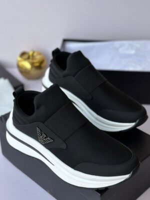Emporio Armani Black Slip-On Low-Top Sneakers