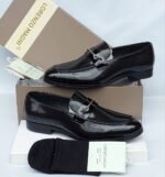 Black Perforated Leather Shoes with Tassel | Tconcorde