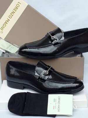 Black Perforated Leather Shoes with Tassel | Tconcorde