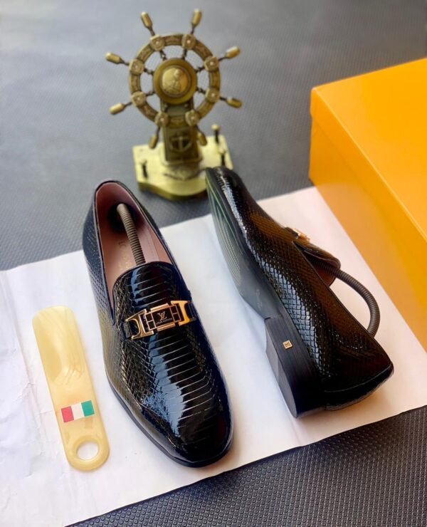 Premium Black Leather Loafers with Gold Buckle | Tconcorde