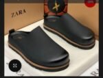 Premium Black Leather Clog Shoes for Men | Tconcorde