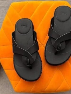 Premium Black Two-Strap Slide Sandals for Women | Tconcorde