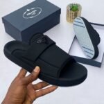 Premium Black Prada Slides for Men - Comfortable and Stylish Footwear | Tconcorde