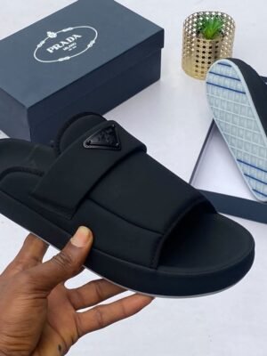 Premium Black Prada Slides for Men - Comfortable and Stylish Footwear | Tconcorde