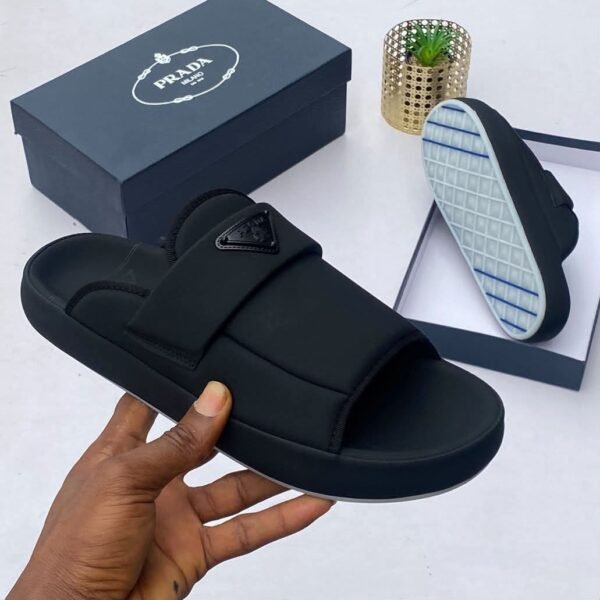 Premium Black Prada Slides for Men - Comfortable and Stylish Footwear | Tconcorde