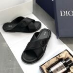 Premium Black Leather Dior Slides for Men and Women | Tconcorde