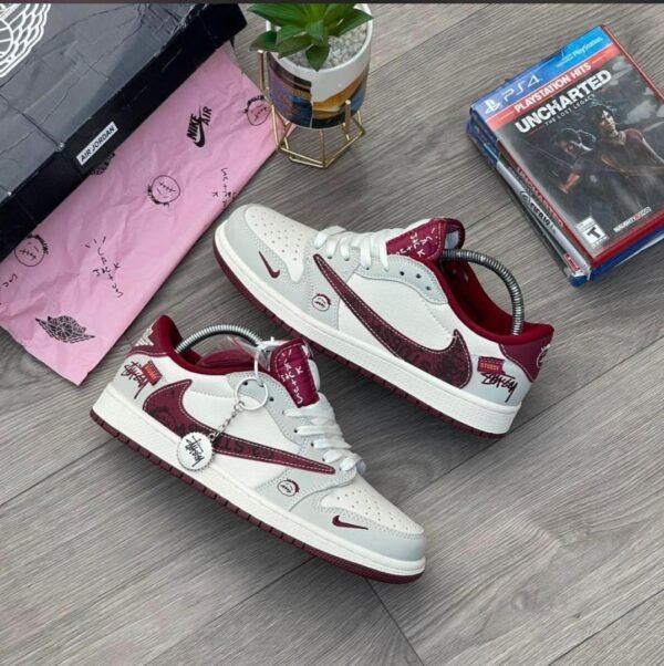 Nike Air Jordan Stussy x Travis Scott White Red Sneakers | Tconcorde