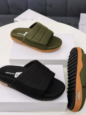 Comfy ARTICLE Men's Slides in Black and Olive Green | Tconcorde