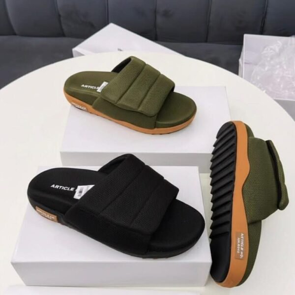 Comfy ARTICLE Men's Slides in Black and Olive Green | Tconcorde