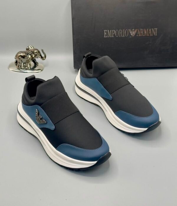 Emporio Armani Black and Blue Sneakers for Men | Tconcorde