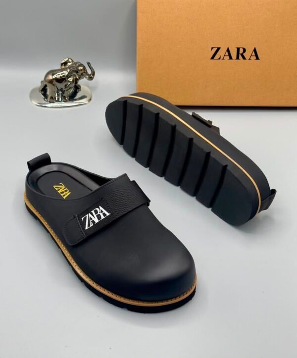 Black Leather Clogs with Yellow Accent | Tconcorde