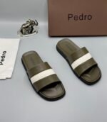 Pedro Brown Navy Blue White Strap Slides | Tconcorde