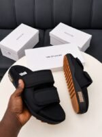 Premium Grey and Orange Slide Sandals with Velcro Straps | Tconcorde