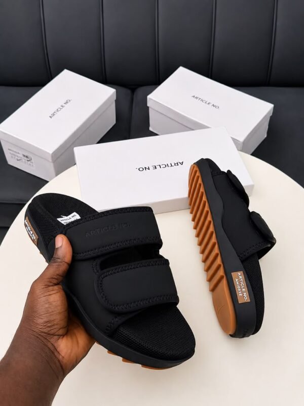 Premium Grey and Orange Slide Sandals with Velcro Straps | Tconcorde